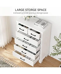 gaomon Dresser for Bedroom with 6 Drawers, 45'' Tall White Chests of Drawers Storage, Wooden Closet, Bedroom, Living Room