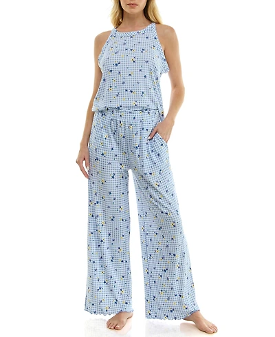 Roudelain Women's High Neck Tank Top & Pants, 2-Piece Set