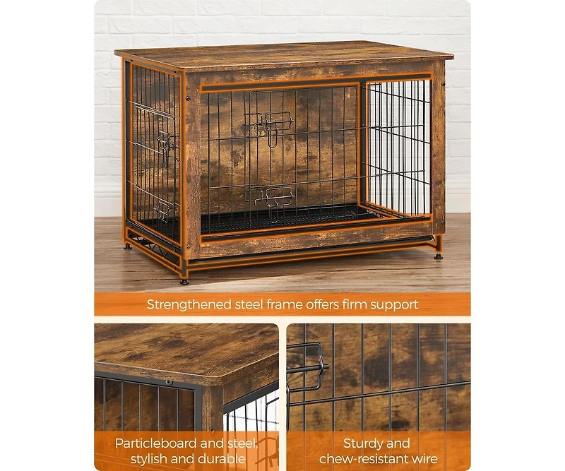 Cozito Indoor Dog Crate Furniture with Double Doors, Reversible Side Door, Removable Tray, 38.6" L, Top 154 lb