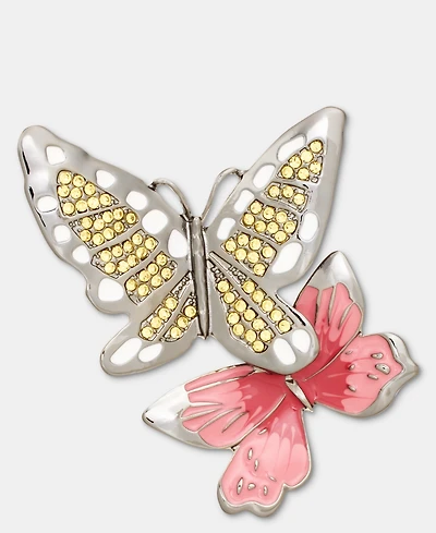 Anne Klein Pave Double Butterfly Pin