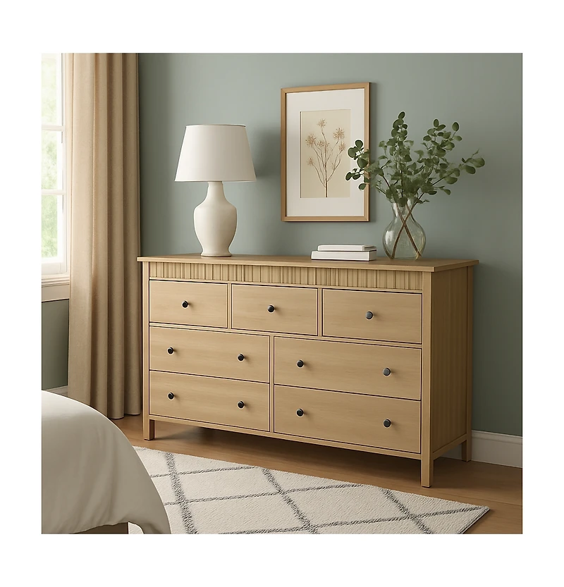 gaomon 7 Drawer Dresser for Bedroom, Wooden Chest of Drawers, Fluted Tv Stand Storage Organizer for Living Room, Hallway and Entryway