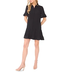 CeCe Women's Double Ruffle Sleeve Collared Mini Dress