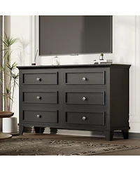 gaomon 6 Drawer Dresser, Wooden Storage Chest of Drawers with Exquisite Metal Handles, Modern Organizer for Bedroom