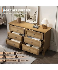 gaomon 6 Drawer Dresser, Wooden Storage Chest of Drawers with Exquisite Metal Handles, Modern Organizer for Bedroom