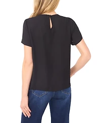 CeCe Women's Tulip Short-Sleeve Shirred Crewneck Top