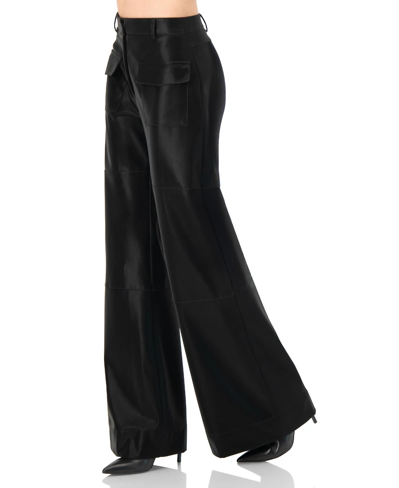 Ivonne Women's High Shine Semi-Flared Trousers