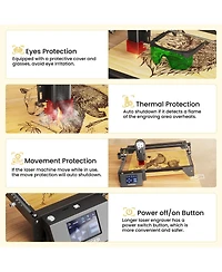 Zachvo 5W Laser Engraver Cnc Machine with 15.7inx15.7in Work Area, 0.01mm Precision, 3.5in Touchscreen