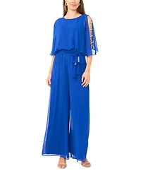 Msk Women's Bar-Sleeve Crew Neck Jumpsuit