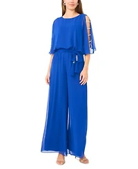 Msk Womens Bar Sleeve Crew Neck Jumpsuit