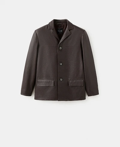 Mango Women's Buttons Leather Jacket