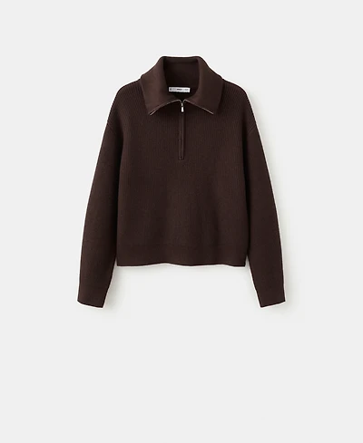 Mango Women's Contrasting Zipper Collar Sweater
