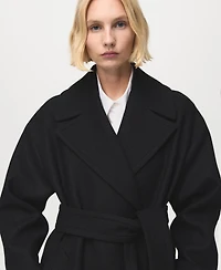 Mango Women's Belted Manteco Wool Coat