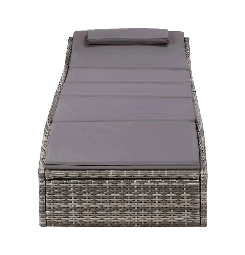 vidaXL Sunbed with Cushion Poly Rattan Gray
