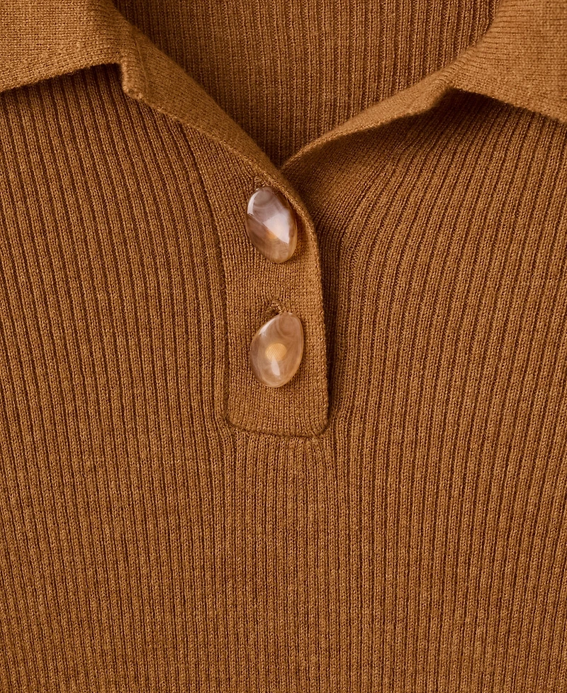 Mango Women's Polo-Neck Ribbed Sweater