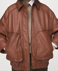 Mango Women's Oversized Leather Jacket
