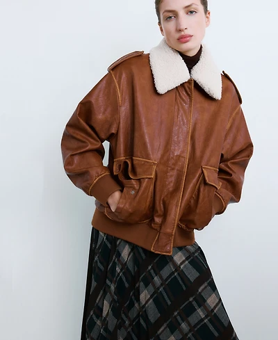 Mango Women's Fleece Collar Jacket