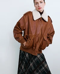 Mango Women's Fleece Collar Jacket