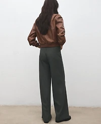 Mango Women's Elastic Waist Straight-Fit Pants