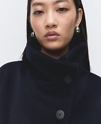 Mango Women's Wool Funnel-Neck Coat