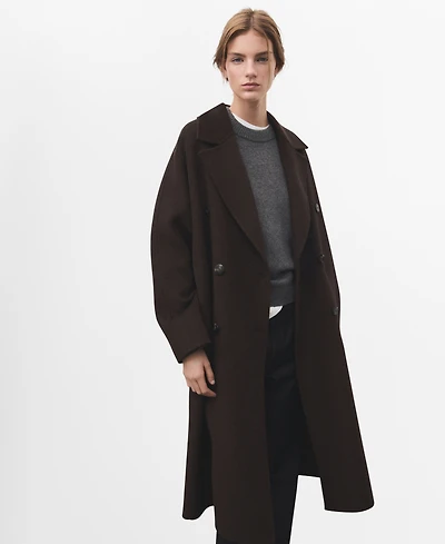 Mango Women's Handmade Oversized Wool Coat
