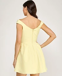 City Studios Juniors' Off-The-Shoulder Drop Waist Short Dress