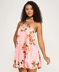 Seni & Cade Juniors' Floral Halter Neck Short Dress