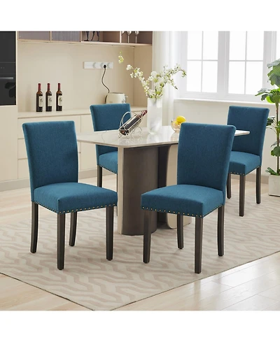 gaomon Set of Linen Upholstered Parsons Dining Chairs