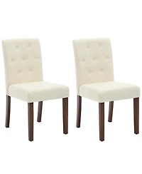 gaomon Set of 2 Modern Fabric Upholstered Dining Chairs, Sturdy Wood Legs & Rubber Frame Kitchen Side Seating
