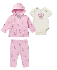 Disney Baby Girls' Minnie Mouse Bodysuit, Jacket & Pants, 3-Piece Set