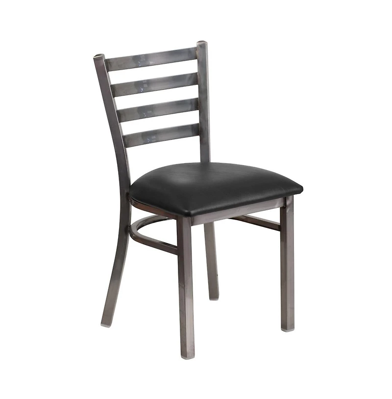 Emma+Oliver Clear Coated Ladder Back Metal Restaurant Dining Chair