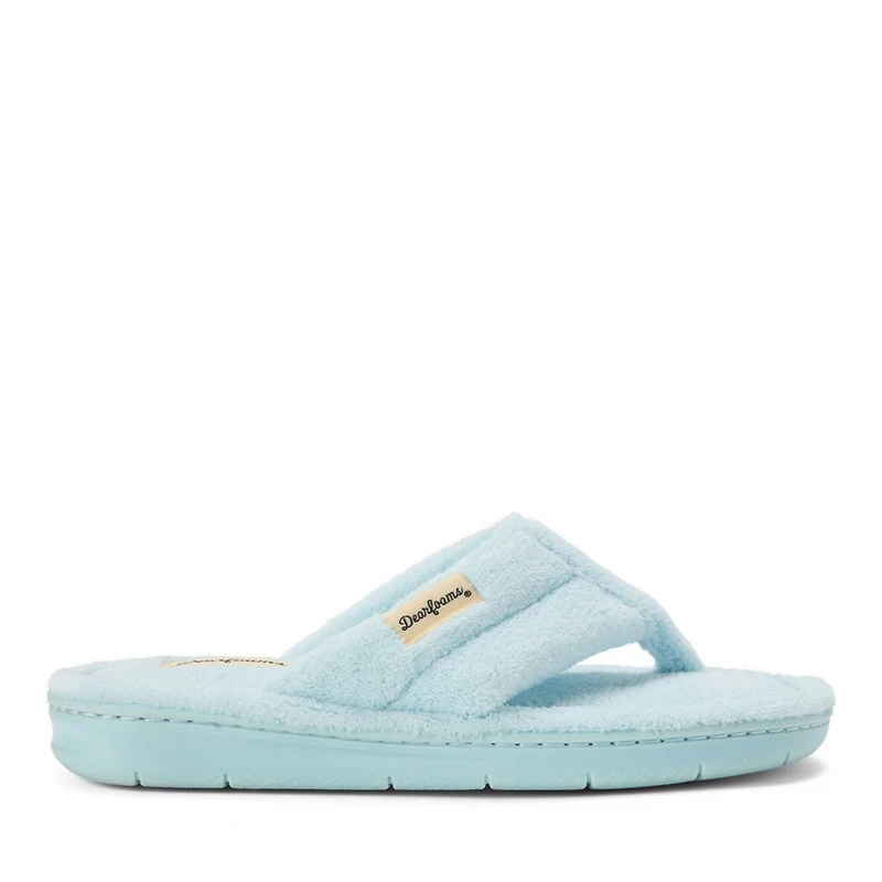 Dearfoams Women's Wrenley Terry Thong Flip Flop House Slipper