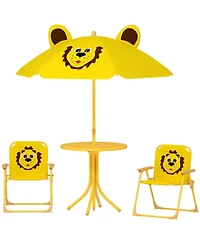 Hongge Kids Picnic Table and Chair Set with Adjustable Umbrella