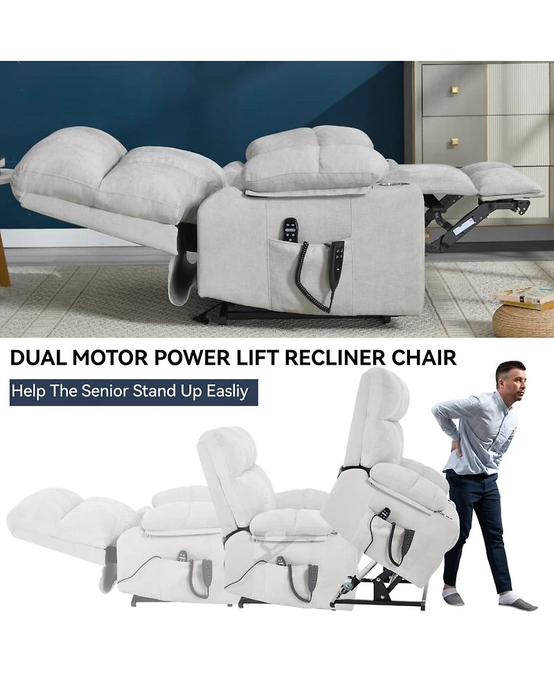 Maison Boucle Oversized Power Lift Recliner for Big & Tall with Massage Heat