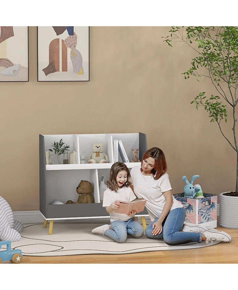 Hongge 2 Tier Kids Bookcase with Toy Storage Compartments