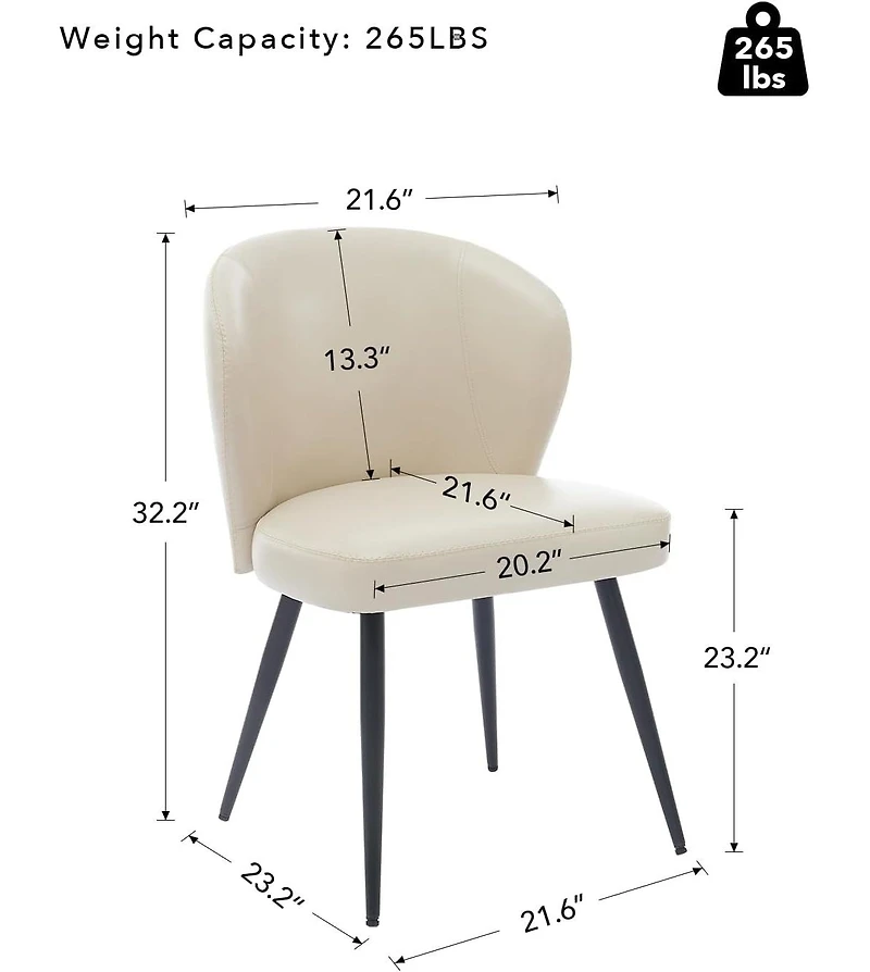 Gaomon Kitchen Table Set of 2 Modern Beige Leather Dining Chairs for Dining Room, Home Office, Living Room