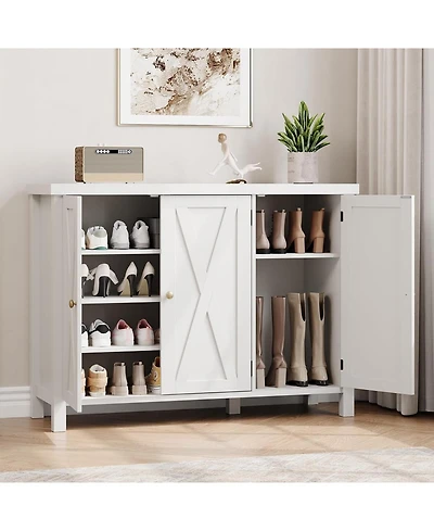 gaomon Shoe Cabinet with Doors, Farmhouse 35'' Shoe Storage Cabinet, 4-Tier Entryway Shoe Storage, Large Shoe Organizer Cabinet