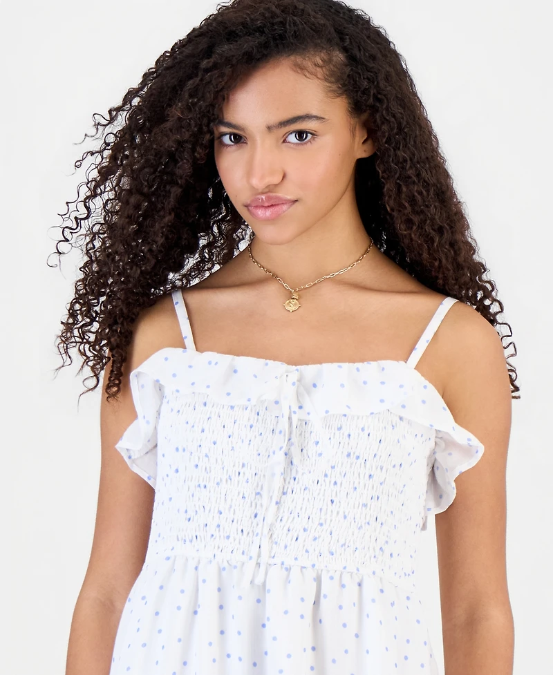 Hippie Rose Juniors' Tiered Smocked Mini Dress