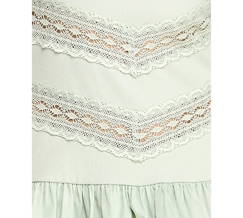 Beauty & Grace Women's Square Neck Drop-Waist Rib-Knit Lawn Mini Dress