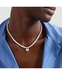 Joey Baby 2-Piece Freshwater Pearl Necklace & Heart Crystal Drop Earrings Set