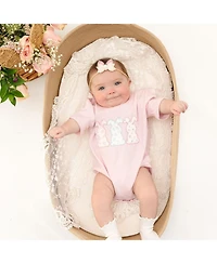 Sweet Wink Baby Girls Floral Bunny Patch Easter Short Sleeve Romper