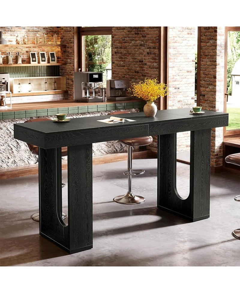 Draft - Tribesigns Bar Table, Modern Counter Height Pub Table, Rectangular Home Coffee Bar Unit with Sturdy Legs