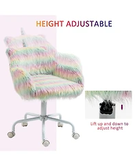 Boyel Living Fluffy Unicorn Office Chair with Mid-Back Armrest Support Rainbow Design