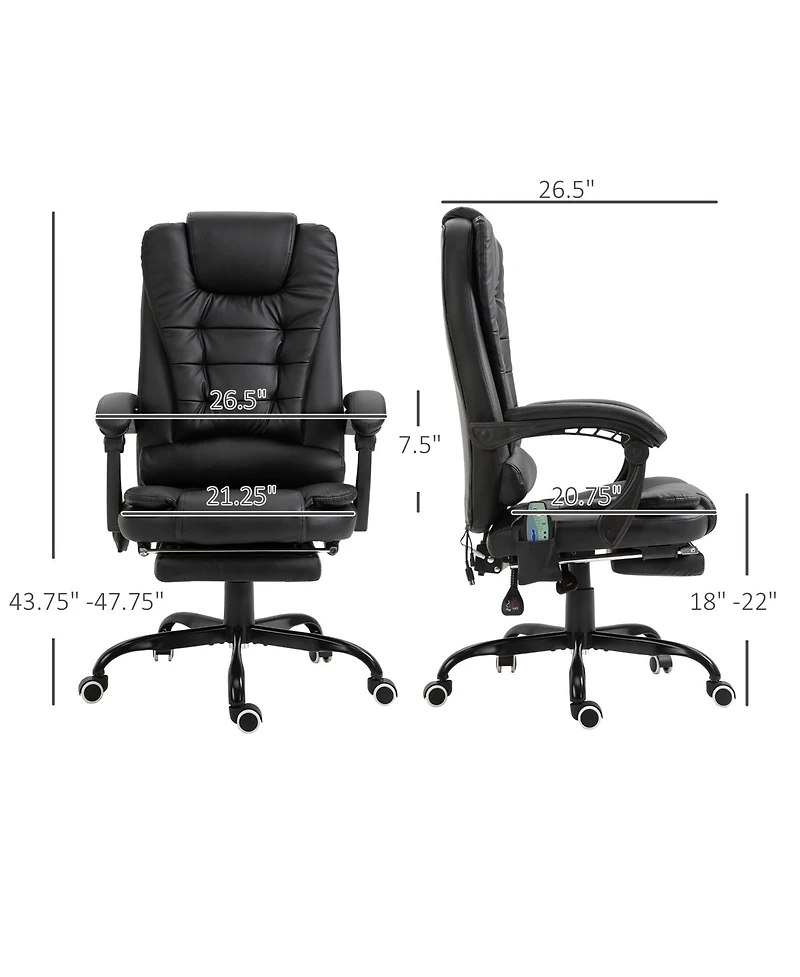 Boyel Living High Back Massage Office Chair with 6 Vibration Points Pu Leather Reclining