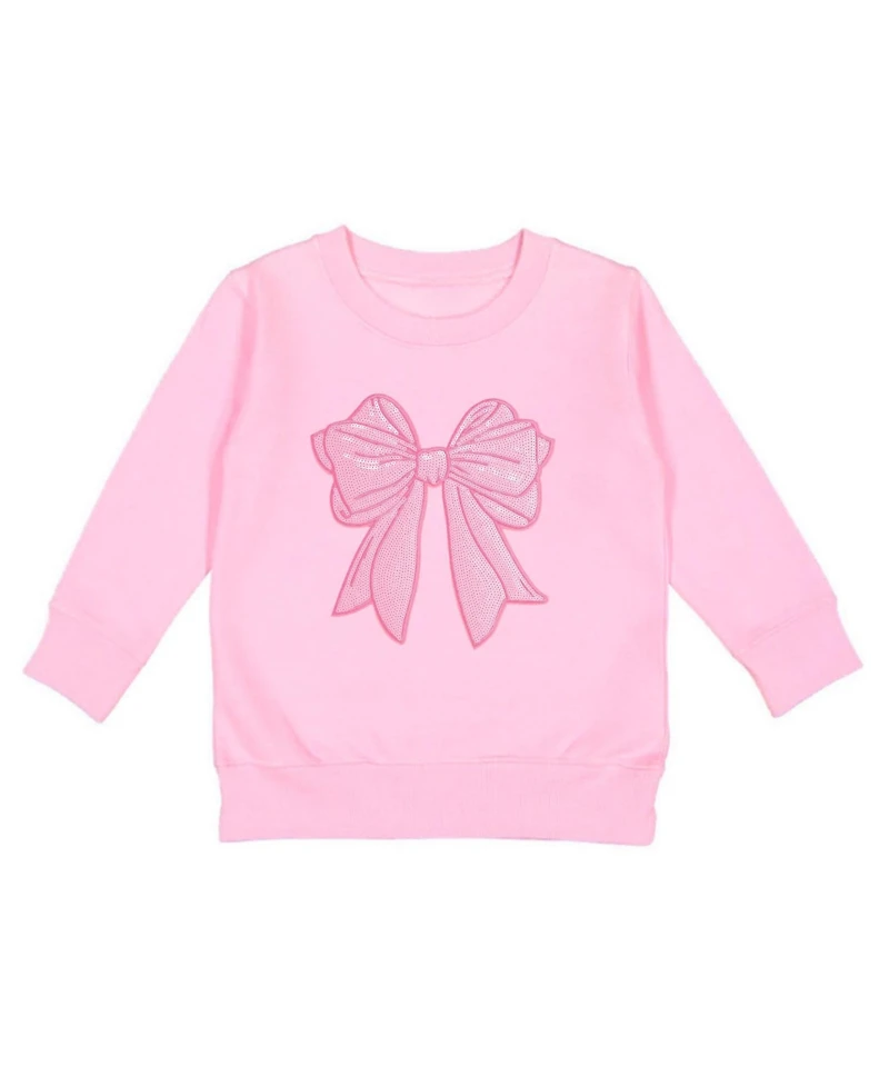 Draft - Sweet Wink Toddler Girls Pink Bow Sequin Patch Sweatshirt