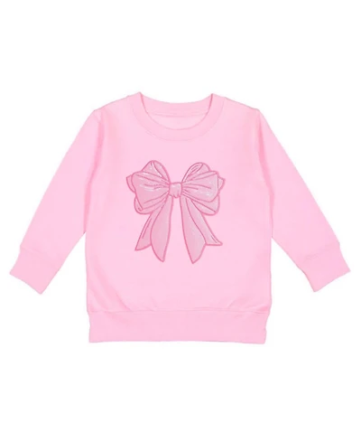 Draft - Sweet Wink Toddler Girls Pink Bow Sequin Patch Sweatshirt