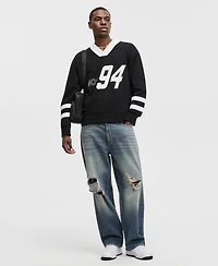 Mode of One Men's Relaxed-Fit Varsity V-Neck Shirt, Macy's Exclusive