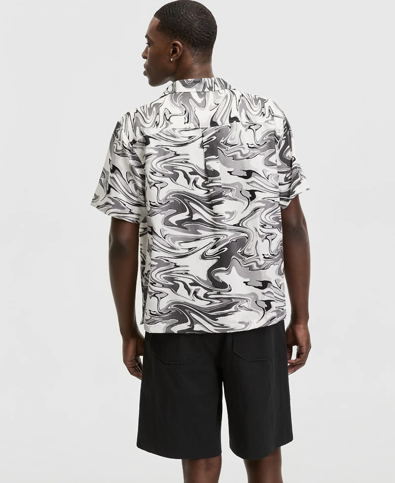 Mode of One Men's Relaxed-Fit Water Camo Short-Sleeve Shirt, Macy's Exclusive