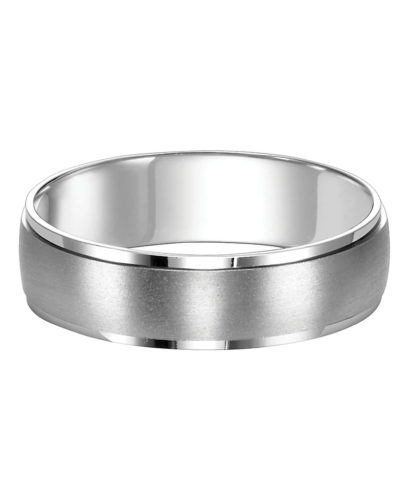 14k White Gold Brushed Finish Wedding Band