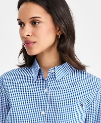 Tommy Hilfiger Women's Gingham Print Roll-Tab Shirt