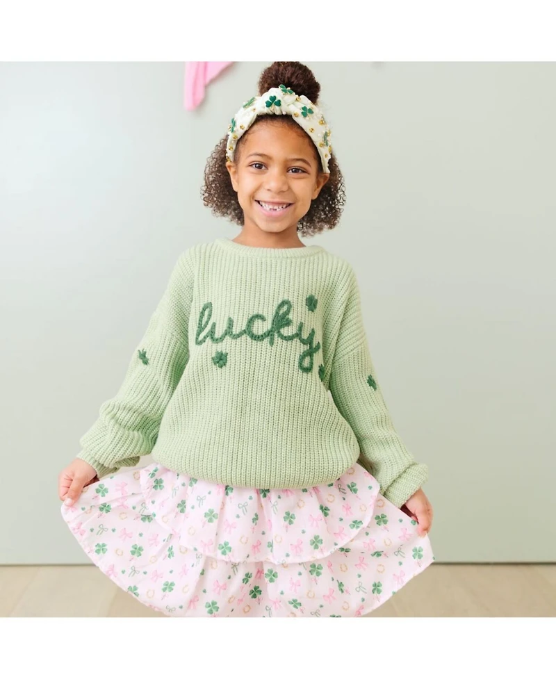 Sweet Wink Little Girls Lucky Shamrock St. Patrick's Day Knit Sweater